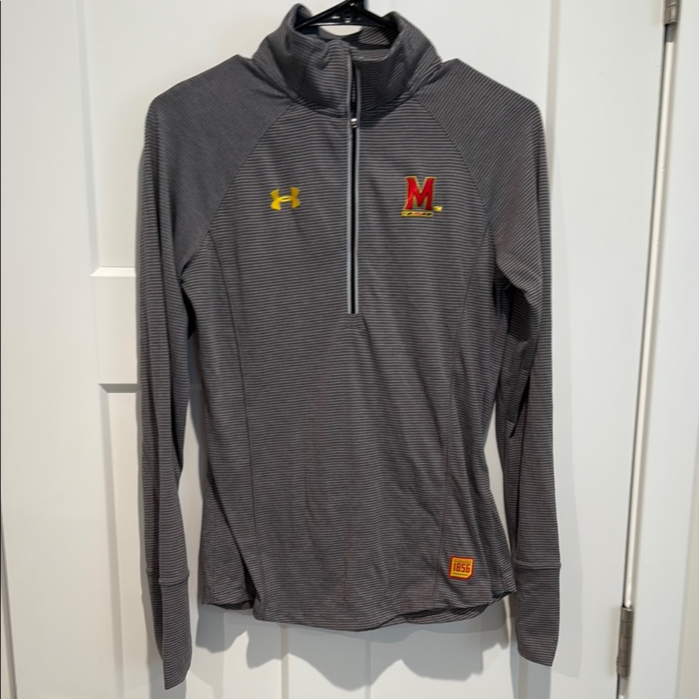 Under Armour Gray and white striped Maryland Terrapins Quarter-Zip Pullover